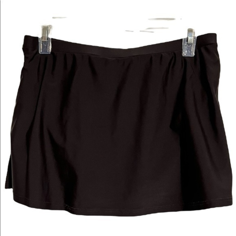 Croft & Barrow Women's Brown Swim Bottom Skirtini Front Flap Built in Brief 10